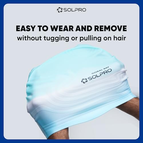 Solpro Coral Bay Unisex Swimming Cap|for Men,Women,Boys,Girls,Athletes,Swimmers|for Training,Competition in Swimming Pool,Water Sport,Beach,Water Park & Activties|One Size Fits All(Ombre Green Grey) - Image 5