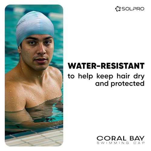 Solpro Coral Bay Unisex Swimming Cap|for Men,Women,Boys,Girls,Athletes,Swimmers|for Training,Competition in Swimming Pool,Water Sport,Beach,Water Park & Activties|One Size Fits All(Ombre Green Grey) - Image 2