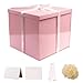 UoeRing Large Gift Box with Lid 12x12x11 InchPink Gift Boxes for Presents Packaging for BirthdaysValentines DayMothers DayChristmas with Ribbon Card Envelope Shredded Paper Fill Glossy Pink - Image 1