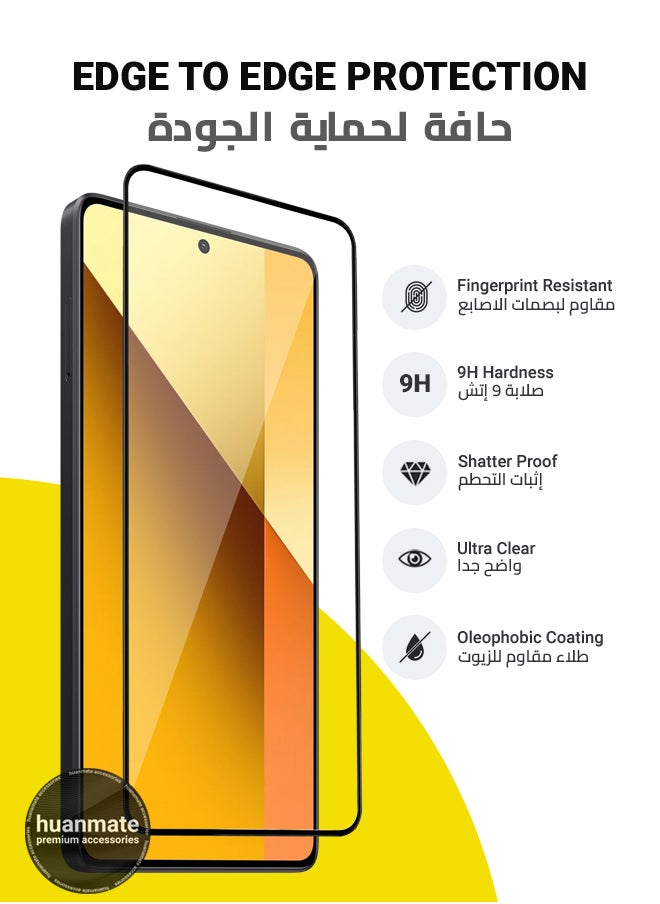 Xiaomi Redmi Note 13 5G Screen Protector – Premium Edge to Edge Tempered Glass, High Transparency, Delicate Touch, Anti-Explosion, Smooth Arc Edges, Easy Installation