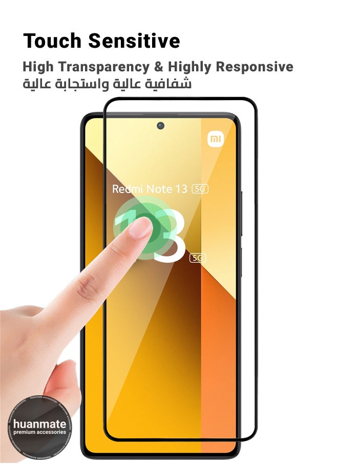 Xiaomi Redmi Note 13 5G Screen Protector – Premium Edge to Edge Tempered Glass, High Transparency, Delicate Touch, Anti-Explosion, Smooth Arc Edges, Easy Installation
