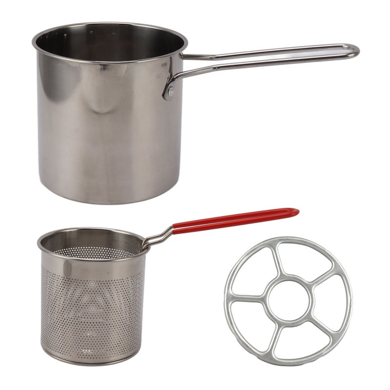 Stainless Steel Fryer Pan High Temperature Proof Oil Saving Portable Mini Metal Fryer Pan with Long Handle - Image 1