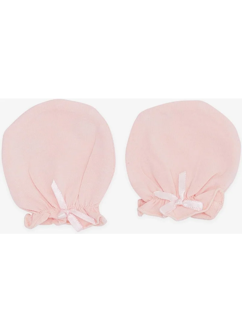 Breeze Newborn Baby Gloves Salmon with Bow