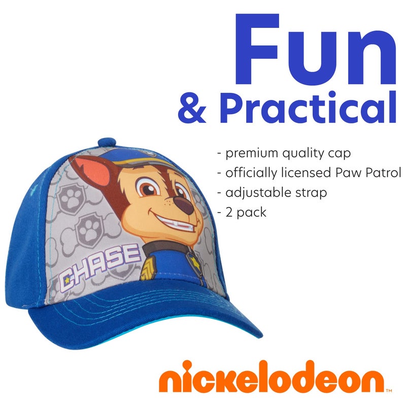 Nickelodeon Boys' Paw Patrol Baseball Cap - 2 Pack Chase, Marshall, Rubble Curved Brim Strap Back Hat (2T-7), Size 4-7 Years, Paw Patrol Blue/Red - Image 3