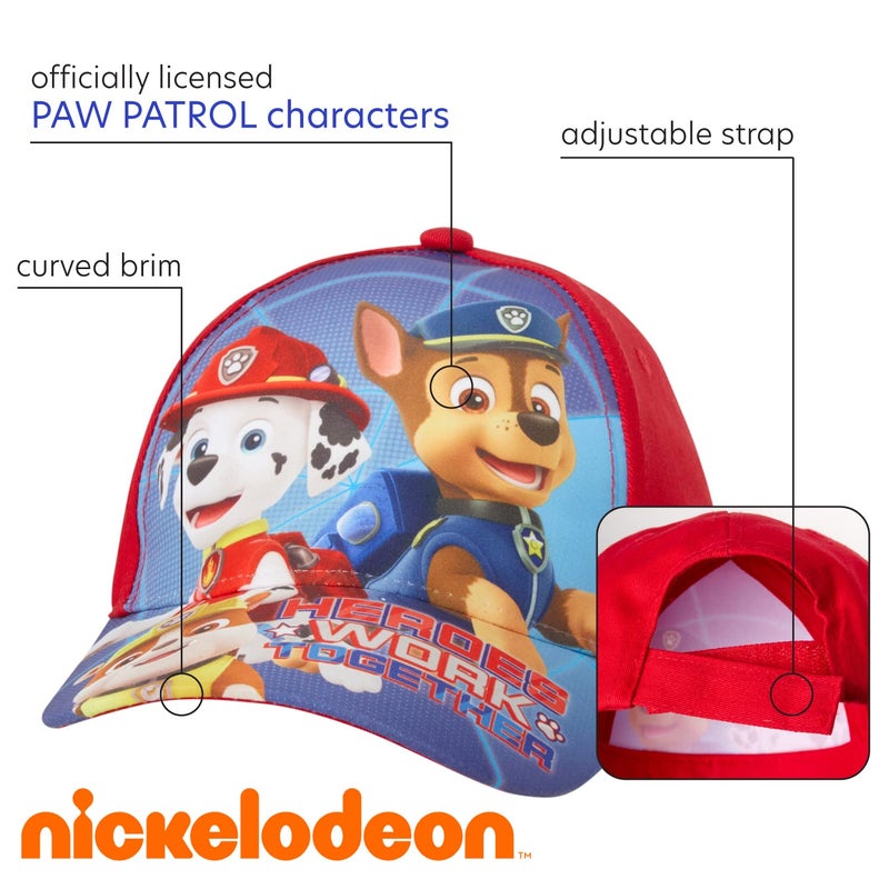 Nickelodeon Boys' Paw Patrol Baseball Cap - 2 Pack Chase, Marshall, Rubble Curved Brim Strap Back Hat (2T-7), Size 4-7 Years, Paw Patrol Blue/Red - Image 2
