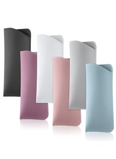 Generic 6-Pack Soft Leather Eyeglasses Cases, 7x3 Inch Portable Pouches for Sunglasses, Ideal for Women, Men, Kids, and Adults (Available in 6 Colors)  - Image 1