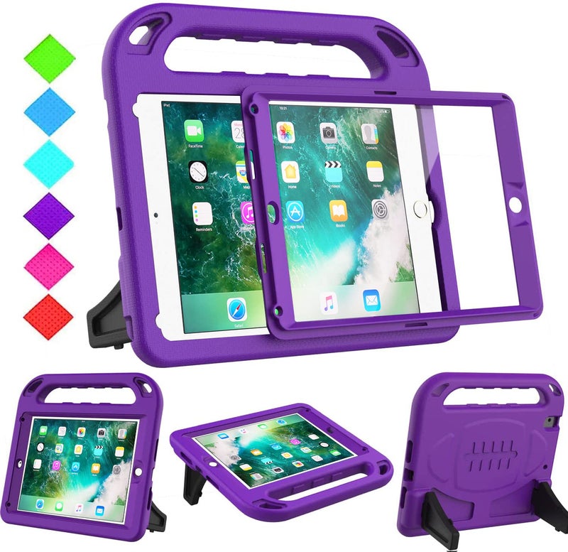 BMOUO Kids Case for iPad 6th5th Generation iPad 97inch 20172018 iPad 97Air 2 Case with Screen Protector Shockproof Handle Stand iPad 6th 5th Generation Case for Kids Purple