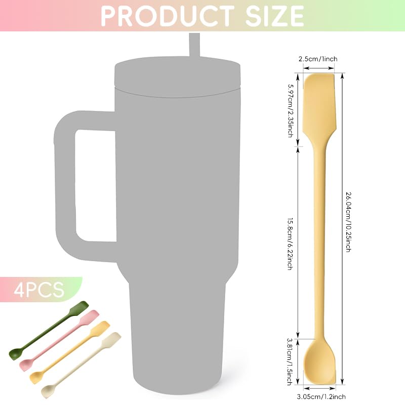 Supvox® Silicone Spatula Set - 4Pcs 10'' Kitchen Mixing Scraper Spatula Set Dual-Head Baking Tools Small Size Spoon Spatulas for Dough, Frosting & Batter, Food, 4 Color Options - Image 2