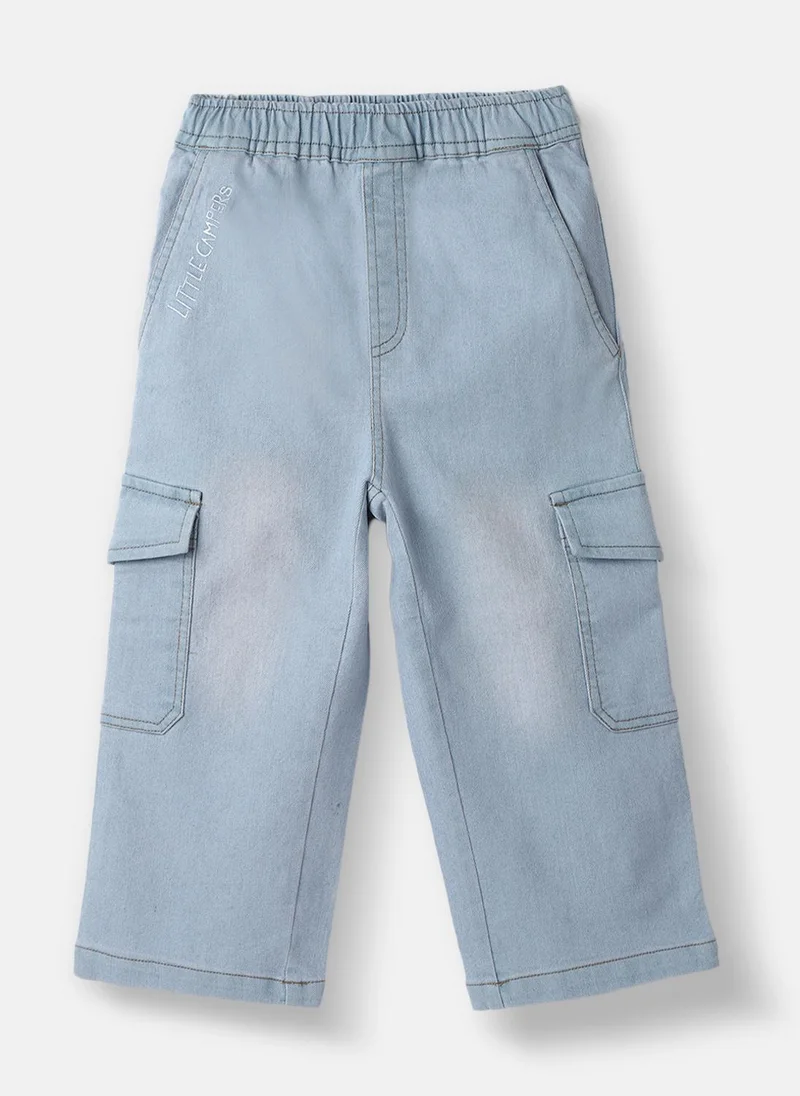 Nautinati Nautinati Boys' Cotton Denim Faded Cargo Jeans