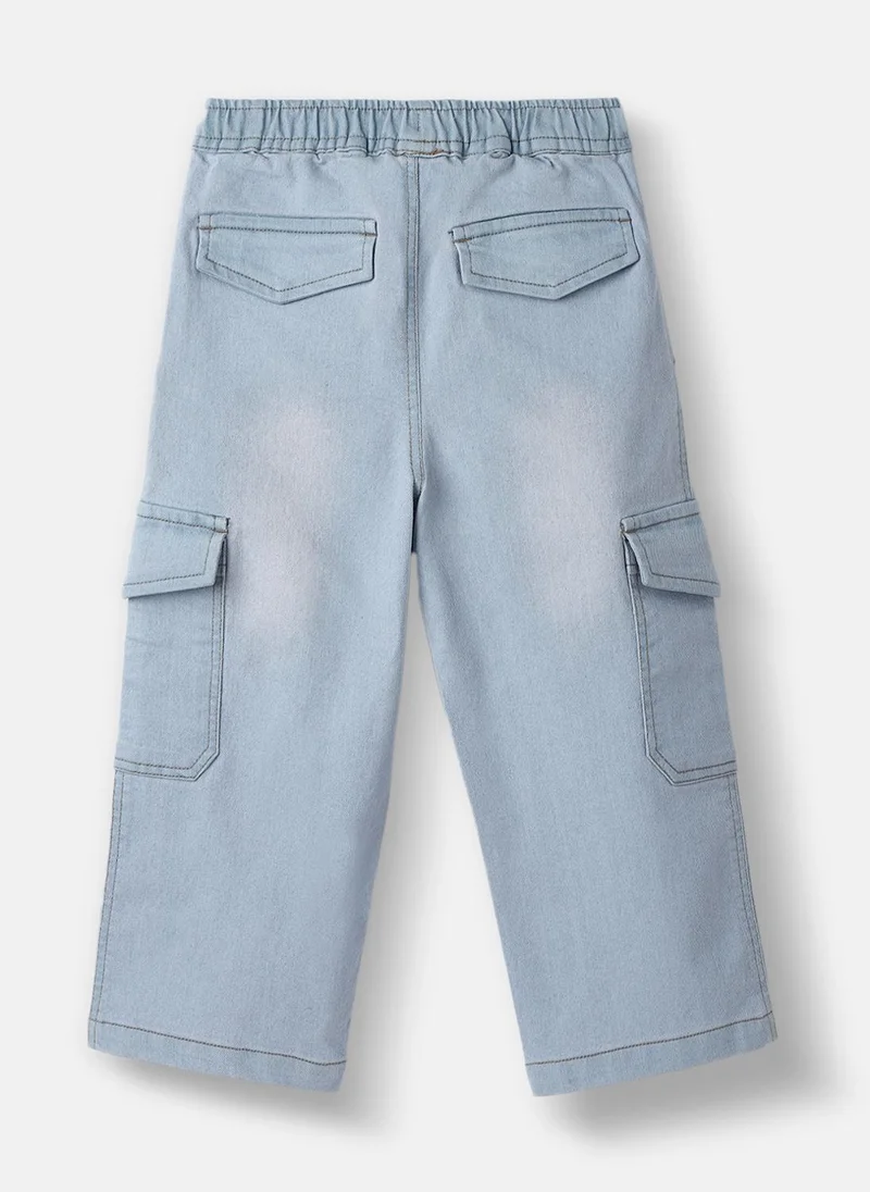 Nautinati Nautinati Boys' Cotton Denim Faded Cargo Jeans