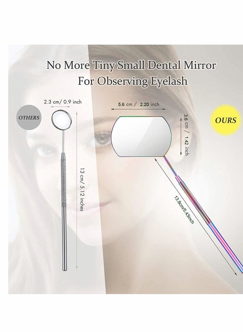Excefore Eyelash Lash Mirror for Extensions Extension, Rainbow Color Large Square Stainless Steel Tools Beautiful (2 Pcs) - Image 2