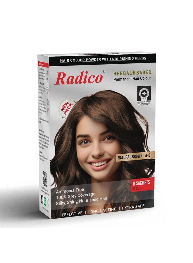 Radico Natural Herbal Permanent Shade Hair Colour - No Ammonia Formula - Long-Lasting Natural Looking Color - 100% Grey Coverage, Easy to Use, Mix & Apply (Pack of 20) (Brown) - Image 2