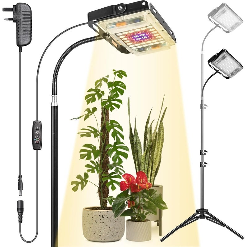 Grow Lights for Indoor Plants Full Spectrum with Stand, 48LEDs Standing Plant Lights for Indoor Growing, Floor Grow Plant Lamp with Timer, 10Brightness Levels - Image 1