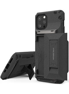 VRS Design Damda Glide Hybrid Sand Stone Wallet Case Cover For iPhone 12 and iPhone 12 PRO Semi Automatic Slider Credit Card Holder Slot (3-4 Cards) & Kickstand - Sandstone  - Image 1
