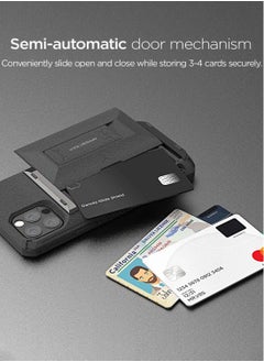 VRS Design Damda Glide Hybrid Sand Stone Wallet Case Cover For iPhone 12 and iPhone 12 PRO Semi Automatic Slider Credit Card Holder Slot (3-4 Cards) & Kickstand - Sandstone  - Image 2