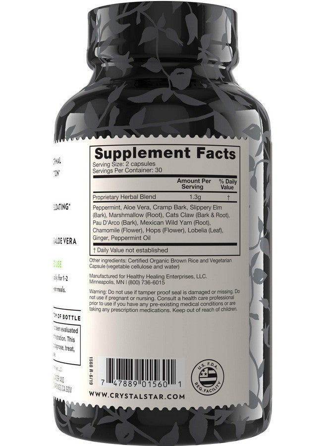 Crystal Star Digestive Support Supplement (60 Capsules) - Herbal Gut Health Supplement That Helps with Occasional Gas & Bloating - Peppermint, Aloe Vera, Slippery Elm & Ginger - Non-GMO - Image 3