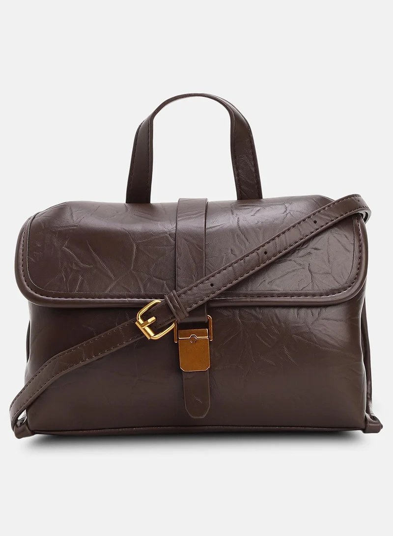 Haute Sauce Solid Interlock Regular Vegan Leather Hand Bag For Women