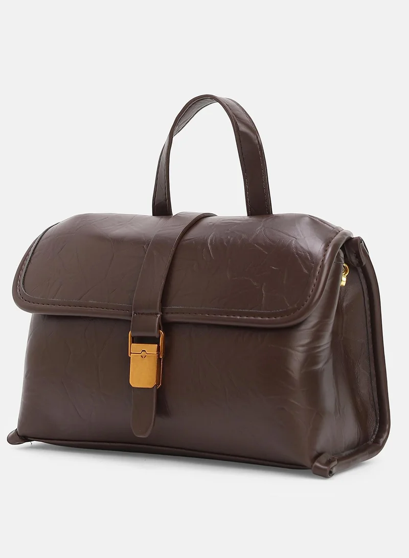 Haute Sauce Solid Interlock Regular Vegan Leather Hand Bag For Women