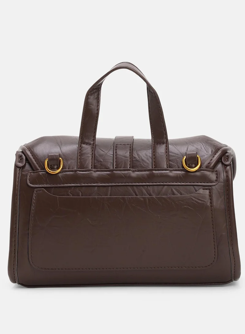 Haute Sauce Solid Interlock Regular Vegan Leather Hand Bag For Women