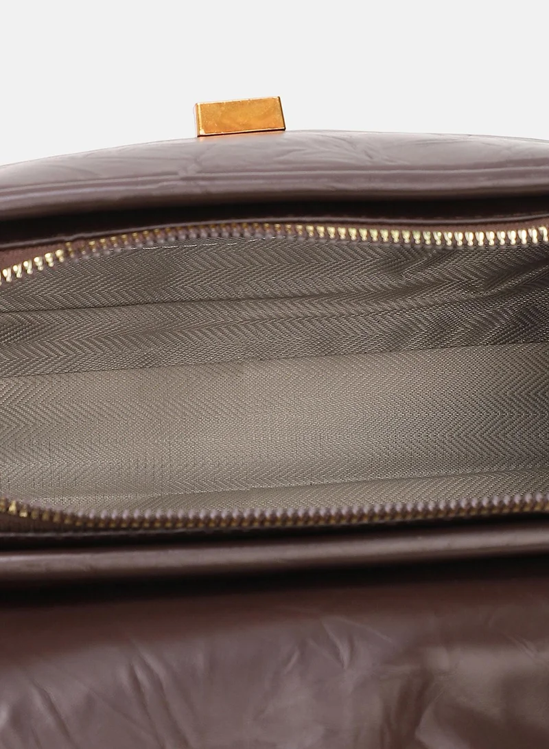 Haute Sauce Solid Interlock Regular Vegan Leather Hand Bag For Women