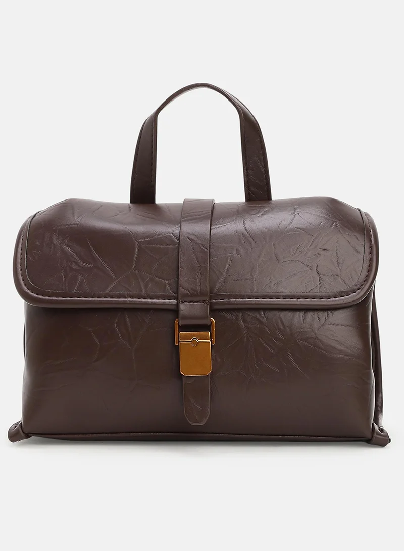 Haute Sauce Solid Interlock Regular Vegan Leather Hand Bag For Women