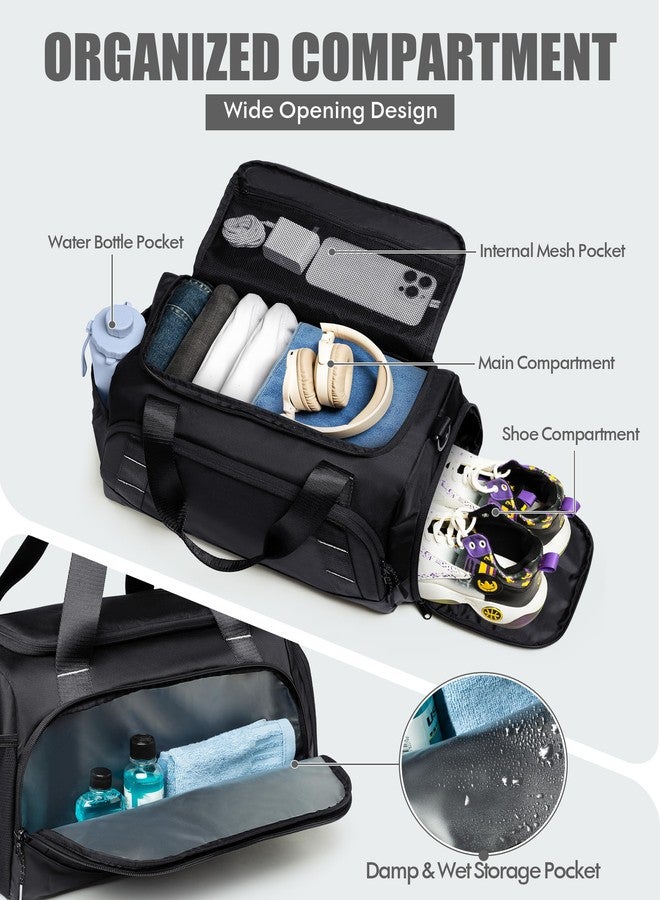 Prokva Small Gym Bag for Men, Travel Duffle Bag with Shoe Compartment, 16L Carry On Weekender Duffel Bag for Sports, Workout and Travel, Black - Image 2