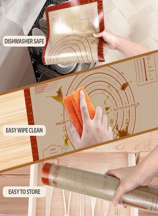 Dwavele Pastry Mat, 0.7mm Extra Thick 36 x 24 Inches Large Non Stick Silicone Baking Pad, Pie Crust Rolling Supplies for Making Christmas Cookies Bread, Easy to Clean - Image 5