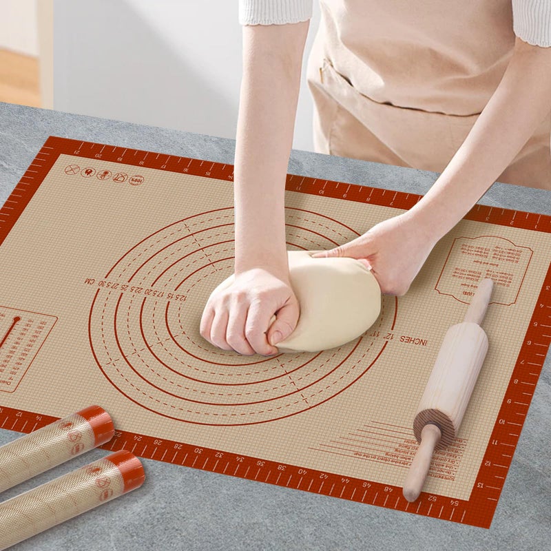Dwavele Pastry Mat, 0.7mm Extra Thick 36 x 24 Inches Large Non Stick Silicone Baking Pad, Pie Crust Rolling Supplies for Making Christmas Cookies Bread, Easy to Clean - Image 1