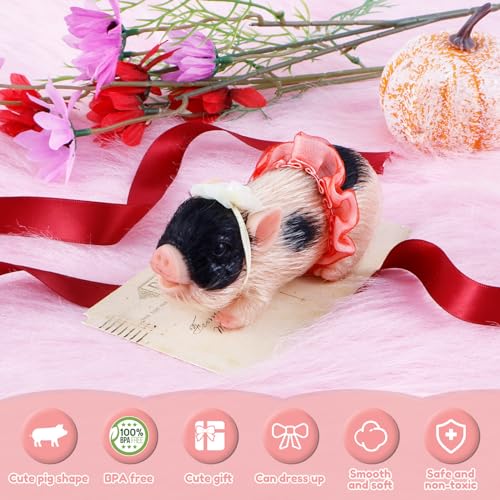 HOTBEST Silicone Pig Silicone with Nursing Bottle and Clothing Accessories 5 Inch Lifelike Pig Doll Cute Realistic Miniature Reborn Interesting Full Body Toys D - Image 5