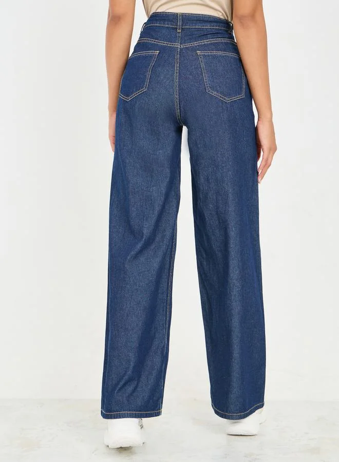 Styli High Waist Wide Leg Denim Jeans