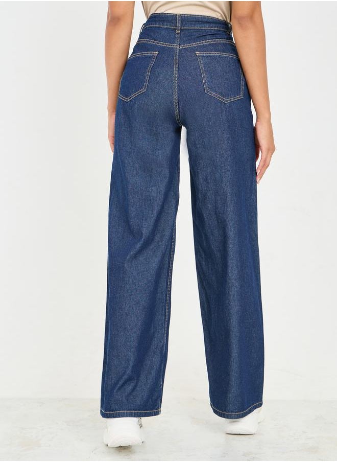 Styli High Waist Wide Leg Denim Jeans  - Image 4
