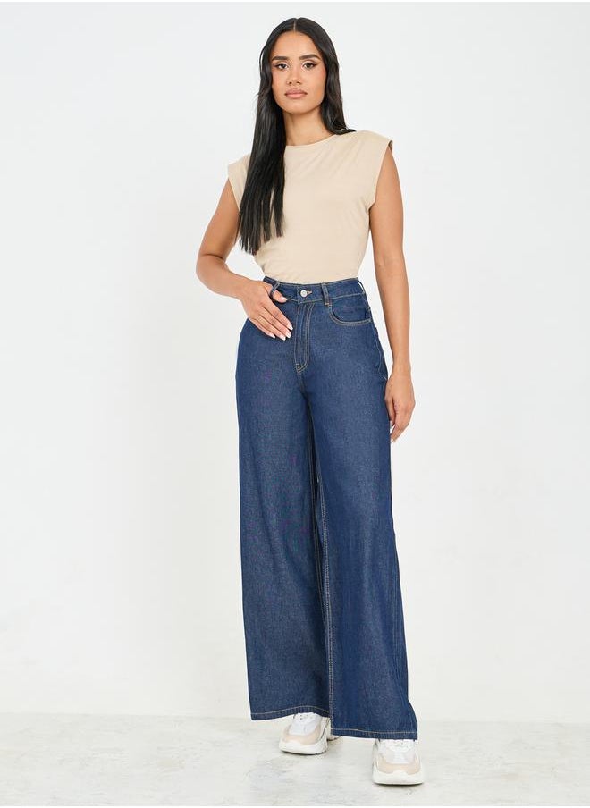 Styli High Waist Wide Leg Denim Jeans  - Image 2