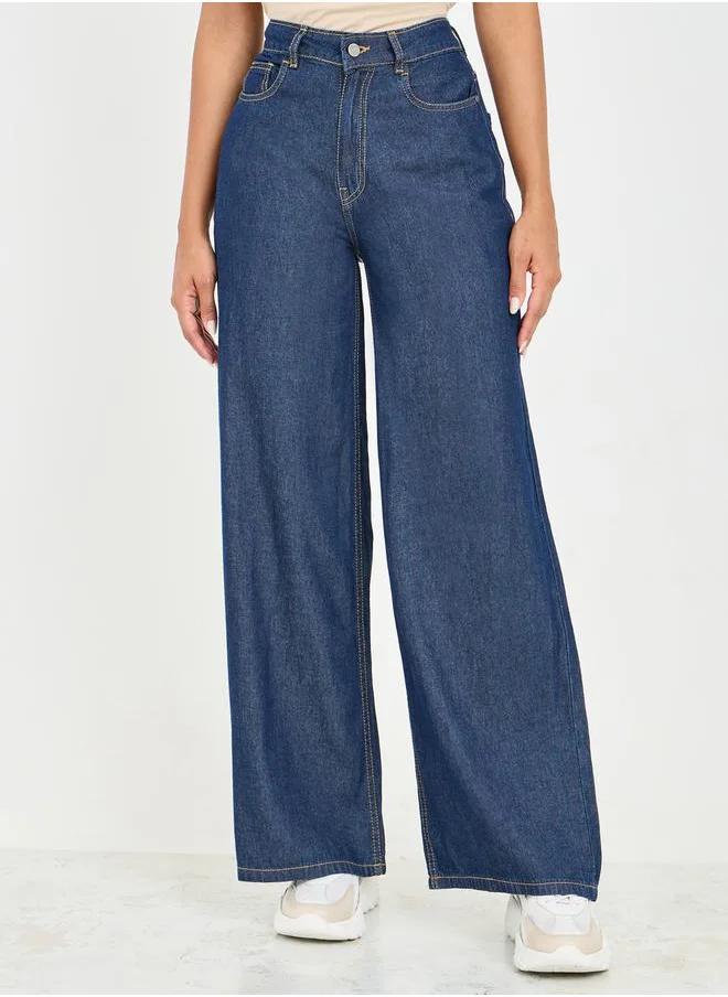 Styli High Waist Wide Leg Denim Jeans