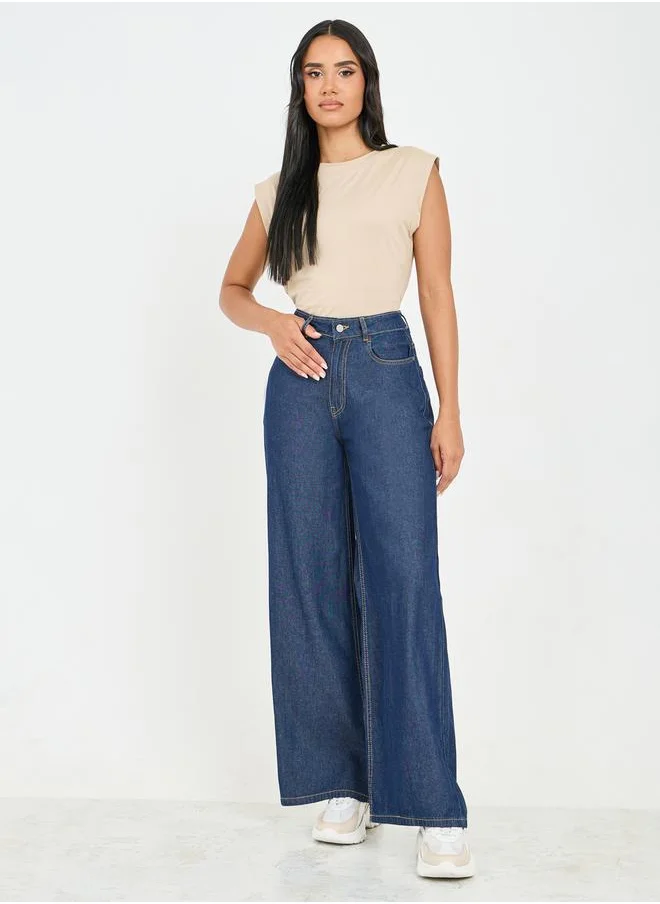 Styli High Waist Wide Leg Denim Jeans