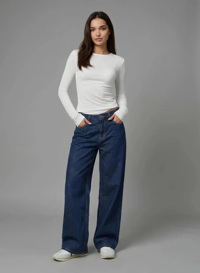 Styli High Waist Wide Leg Denim Jeans