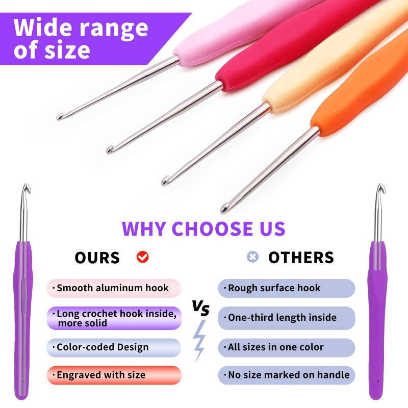 Iuuidu 4PCS Crochet Hooks, Small Size Crochet Hooks for Arthritic Hands 4Size, 1.0mm, 1.25mm, 1.5mm, 1.75mm Crochet Needles for Beginners, Smooth Knitting Needles for Handmade DIY - Image 4