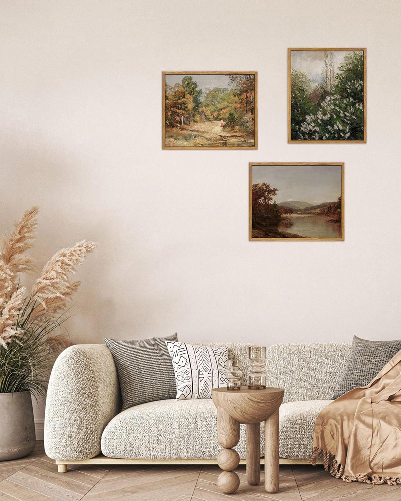 UPWOIGH Framed Canvas Wall Art,Vintage Wall Decor Countryside Road Pictures, Ready to Hang Painting for Living Room Bedroom Bathroom,12x16in - Image 3