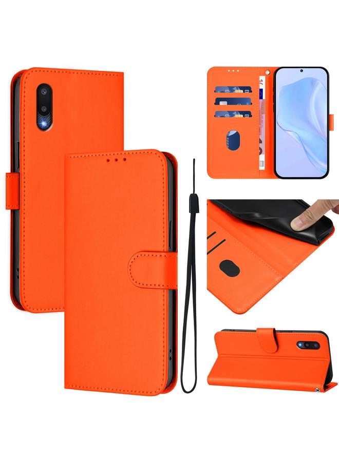 S-TOP Case For Samsung Galaxy A02 / M02 Skin Feel Solid Color Leather Phone Case with Lanyard - Image 1