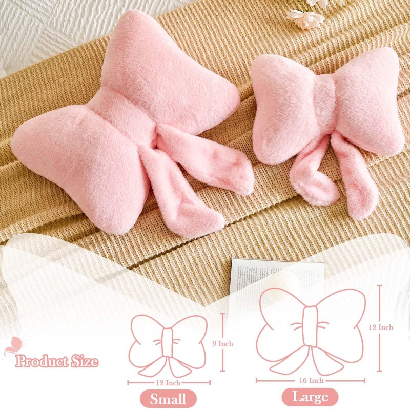 Lfsaaj Bowknot Pillow Pink Cute Bow Decorative Throw Pillows 12" Aesthetic Home Decor Bow Cushions Butterfly Knot Plush Pillow for Bedroom Couch - Image 2