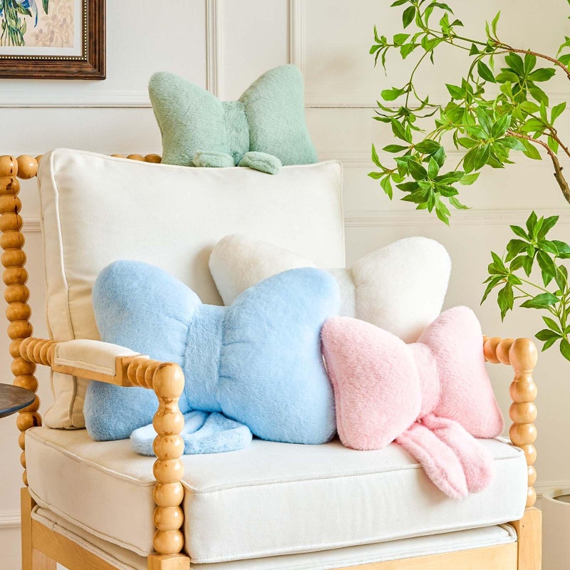 Lfsaaj Bowknot Pillow Pink Cute Bow Decorative Throw Pillows 12" Aesthetic Home Decor Bow Cushions Butterfly Knot Plush Pillow for Bedroom Couch - Image 4