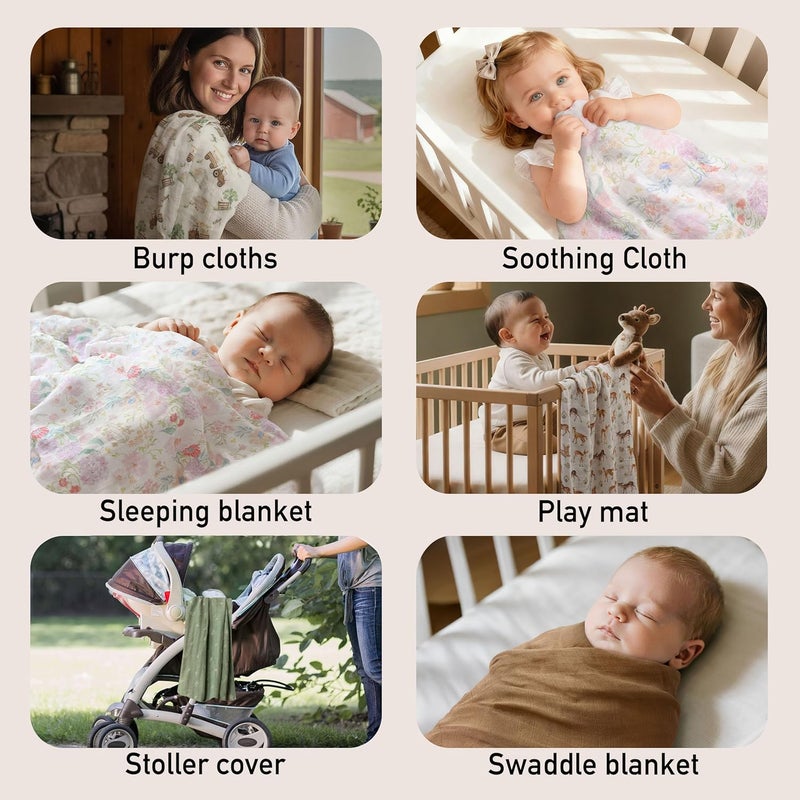 Muslin Swaddle Blankets 2-Pack - Breathable Receiving Blankets for Newborns (Deerling) - Image 4