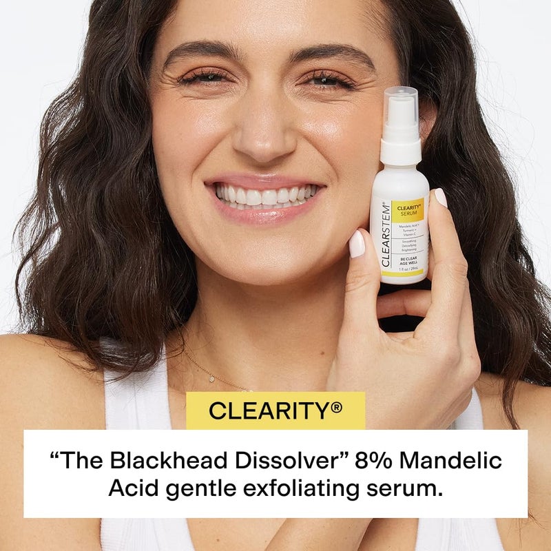 CLEARSTEM - CLEARITY The Blackhead Dissolver Mandelic Acid Serum - Vitamin C, Turmeric, Collagen Boost - All Skin Types - Facial Skin Care Products - Gluten Free, Cruelty Free - 1 fl oz / 29ml - Image 2