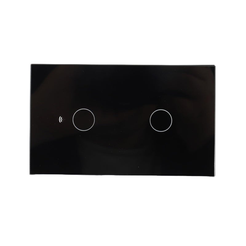 2 Gang WiFi Smart Touch Light Switch Panel For Tuya APP Remote Control And Voice Timer Function Fireproof Board Tempered Glass Black - Image 3