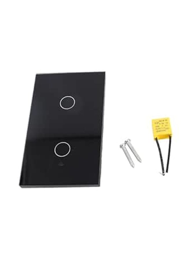 2 Gang WiFi Smart Touch Light Switch Panel For Tuya APP Remote Control And Voice Timer Function Fireproof Board Tempered Glass Black - Image 1