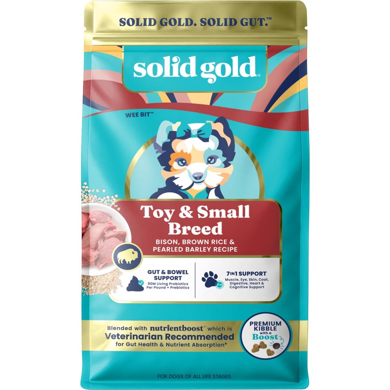 Solid Gold Toy & Small Breed Dog Food Dry Small Bites â€“ Bison Healthy Whole Grain Dogfood â€“ High Fiber Healthy Dog Kibble w/Probiotics for Gut Health â€“ NutrientBoostâ„¢ â€“ 3.75 lb - Image 1