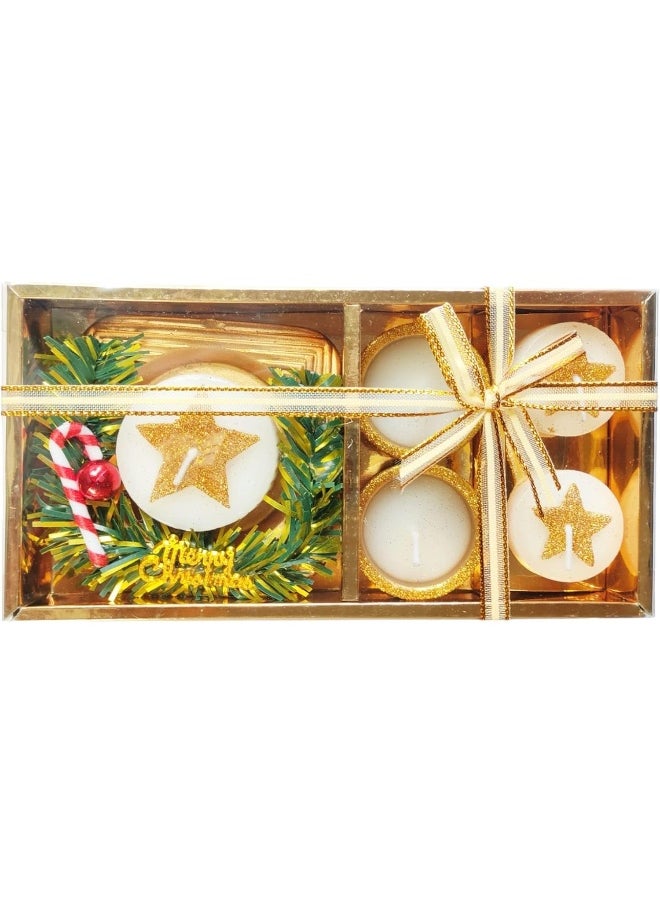Generic FAM FAM Christmas Candles For Christmas Decorations - Christmas Tree Tea Light Candles For Christmas Home Decoration Gifts - Christmas Candle Gift Sets (Assorted Designs) (Candle C)  - Image 1