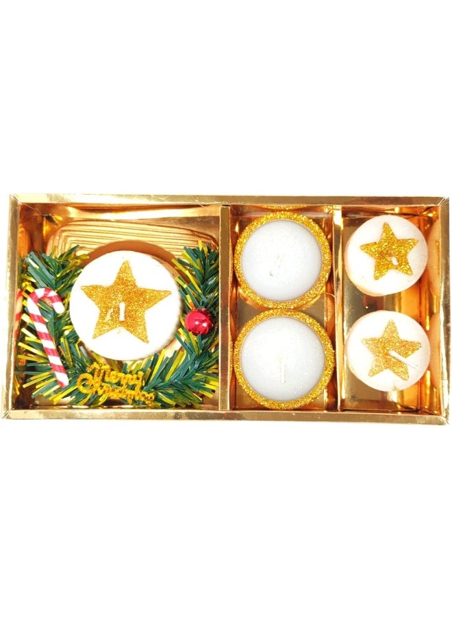 Generic FAM FAM Christmas Candles For Christmas Decorations - Christmas Tree Tea Light Candles For Christmas Home Decoration Gifts - Christmas Candle Gift Sets (Assorted Designs) (Candle C)  - Image 5