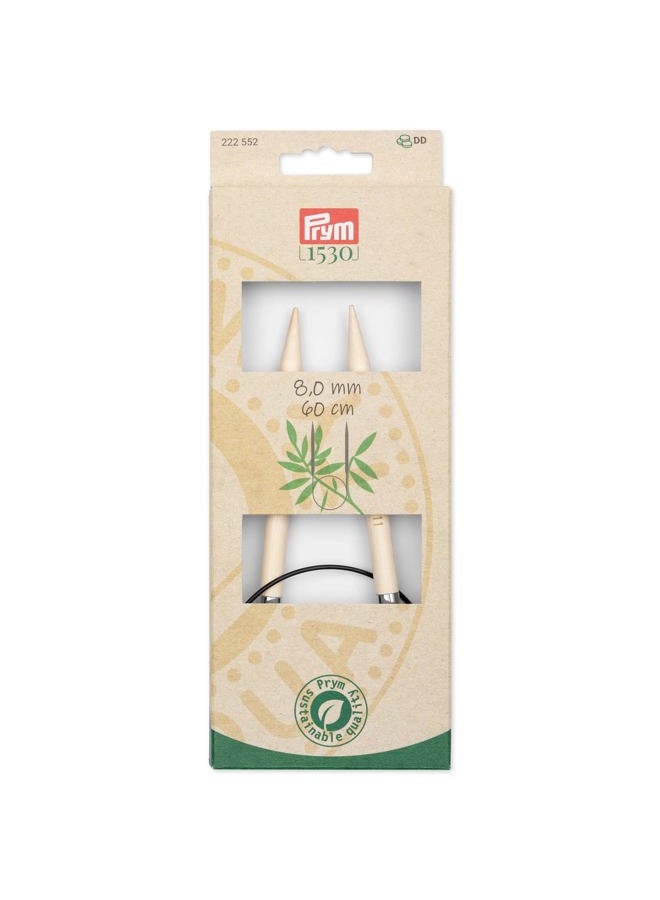 PRYM 222552-1 Circular Knitting Needles Bamboo 60 cm 8.00 mm, Wood Colour, Diameter 8 mm x 60 cm - Image 1