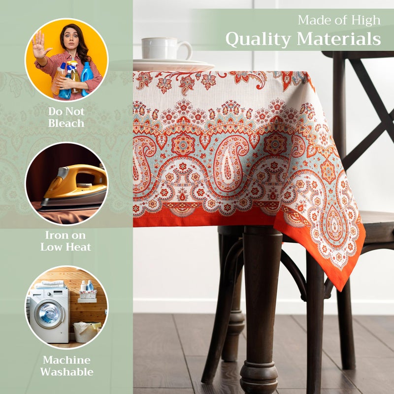 ميزون دي هيرمين Maison D 'Hermine 100 ٪ غطاء طاولة القطن - 60 "" X60 "" مائدة مربع زخرفية المائدة - مفصل المائدة القابلة للغسل لتناول الطعام في منزل مزرعة وحفلات - مثالية لعيد الشكر وعيد الميلاد - Cachemire Collection - Image 3