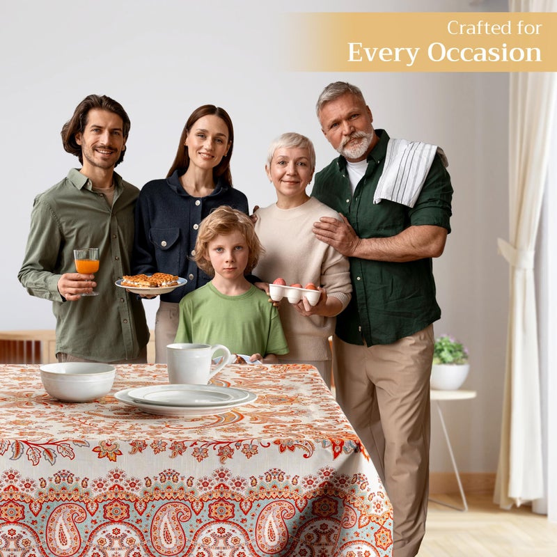 ميزون دي هيرمين Maison D 'Hermine 100 ٪ غطاء طاولة القطن - 60 "" X60 "" مائدة مربع زخرفية المائدة - مفصل المائدة القابلة للغسل لتناول الطعام في منزل مزرعة وحفلات - مثالية لعيد الشكر وعيد الميلاد - Cachemire Collection - Image 5